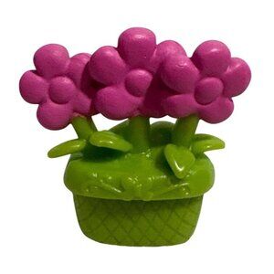 Miniature Potted Flower Pink & Green Dollhouse 1.5" Tall